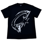 Corteiz Reaper Tee Black with white graphic design.