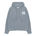 Grey Suavo World 19 Knit Hoodie with front zipper and hood