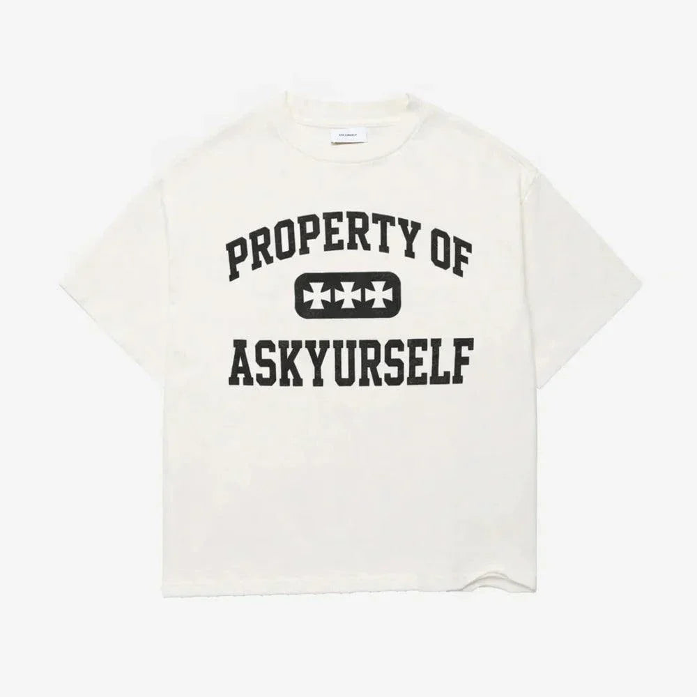Askyurself Property T-Shirt in vintage white featuring Acne Studios design
