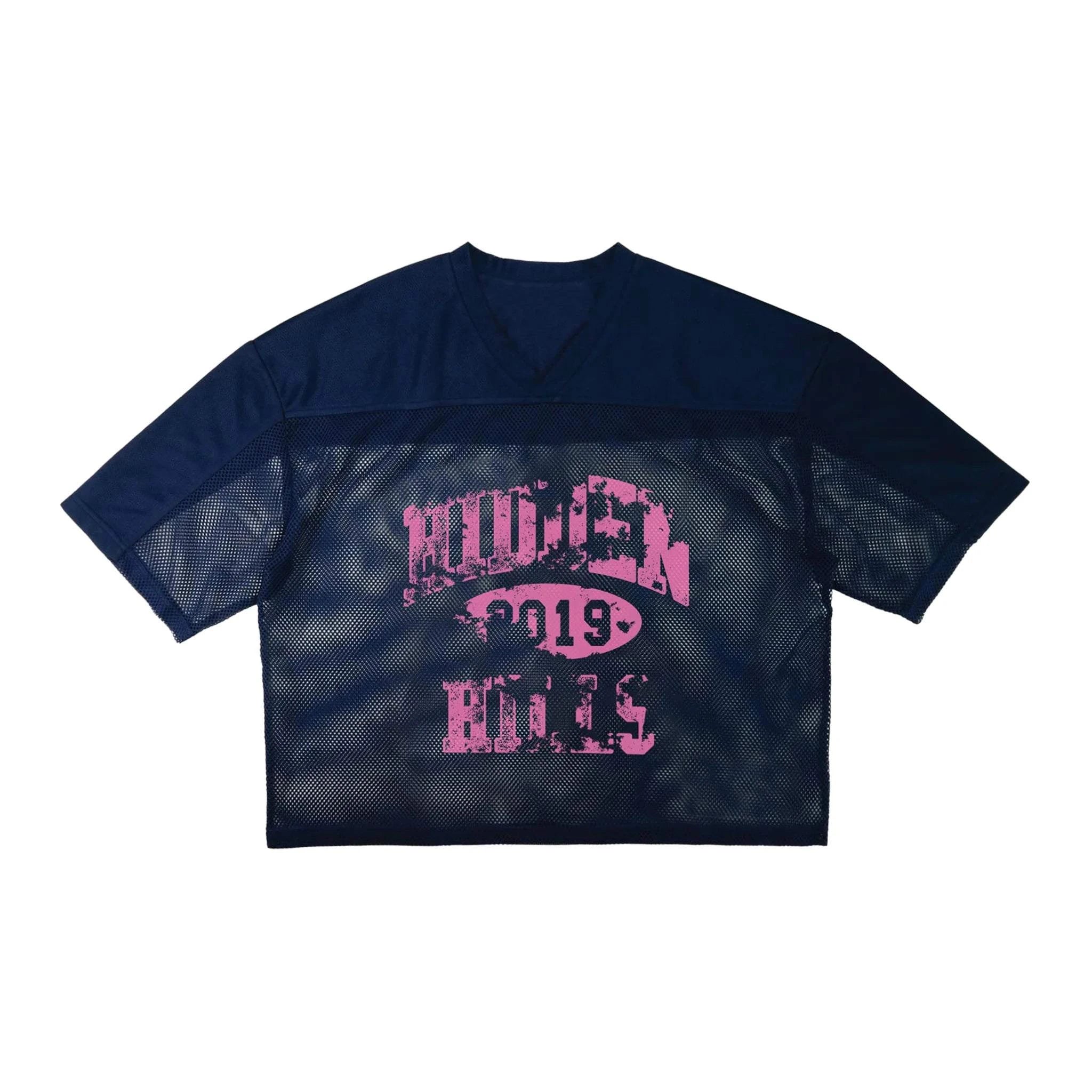 Suavo World Hidden Hills Navy Jersey with pink graphic design.