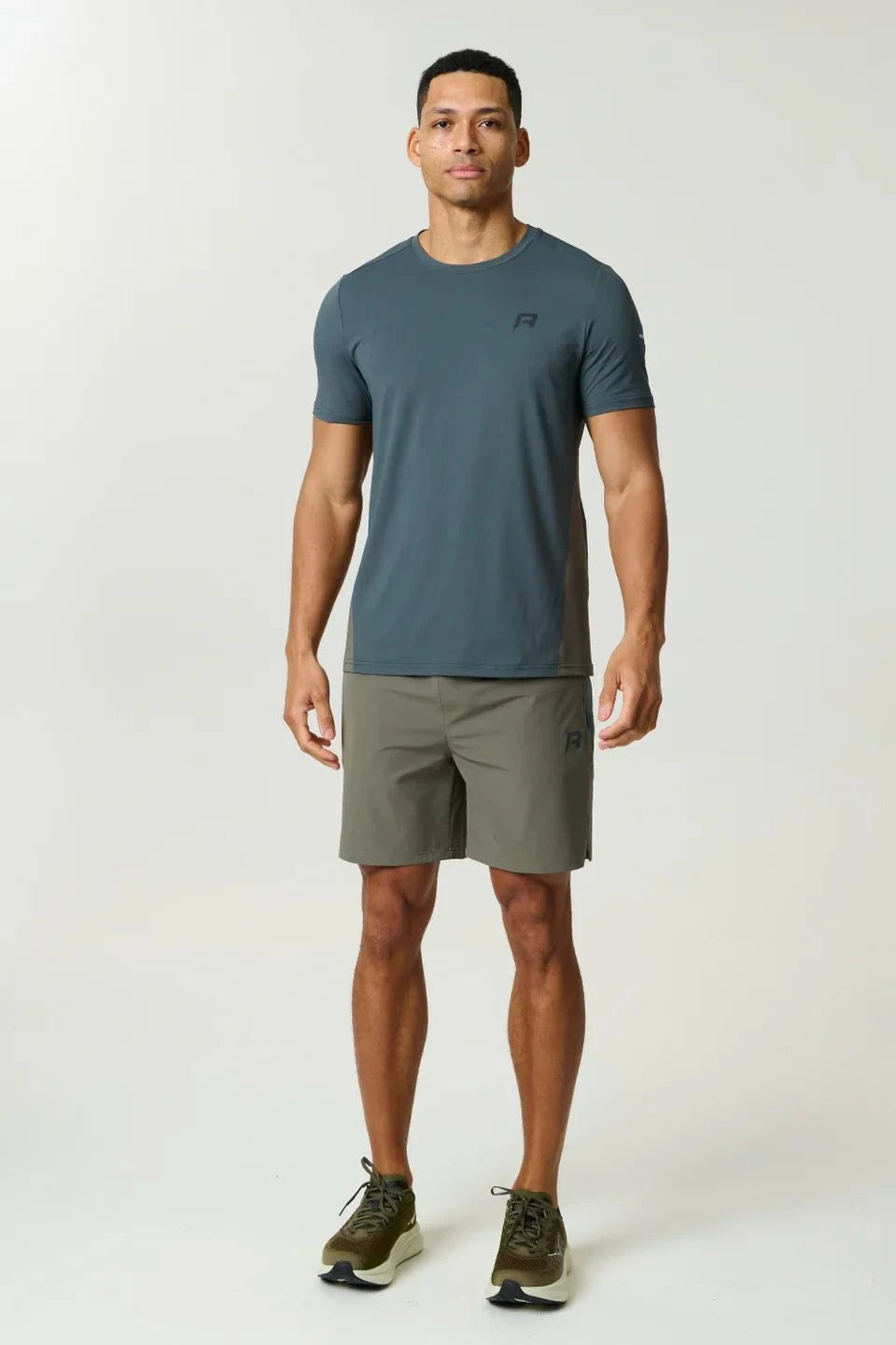 Reprimo Vortex Shorts in Dark Moss and Grey Velvet with ergonomic panels and adjustable waistband