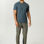 Reprimo Vortex Pants in dark moss and grey velvet with ergonomic panels and adjustable waistband.
