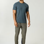 Reprimo Vortex T-Shirt in Dark Moss and Grey Velvet with ergonomic panels and lightweight performance fabric.