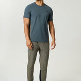 Reprimo Vortex T-Shirt in Dark Moss and Grey Velvet with ergonomic panels and lightweight performance fabric.