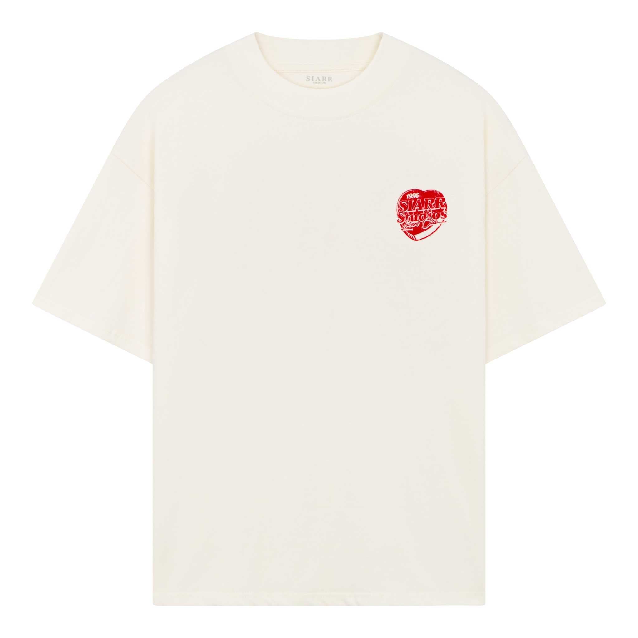 Siarr Lovers Club Tee, oversized fit, ribbed neck, 100% cotton.