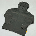 Studio By Charles khaki hooded track jacket with zipper and long sleeves laid flat