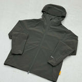 Studio By Charles khaki hooded track jacket with zipper and long sleeves laid flat