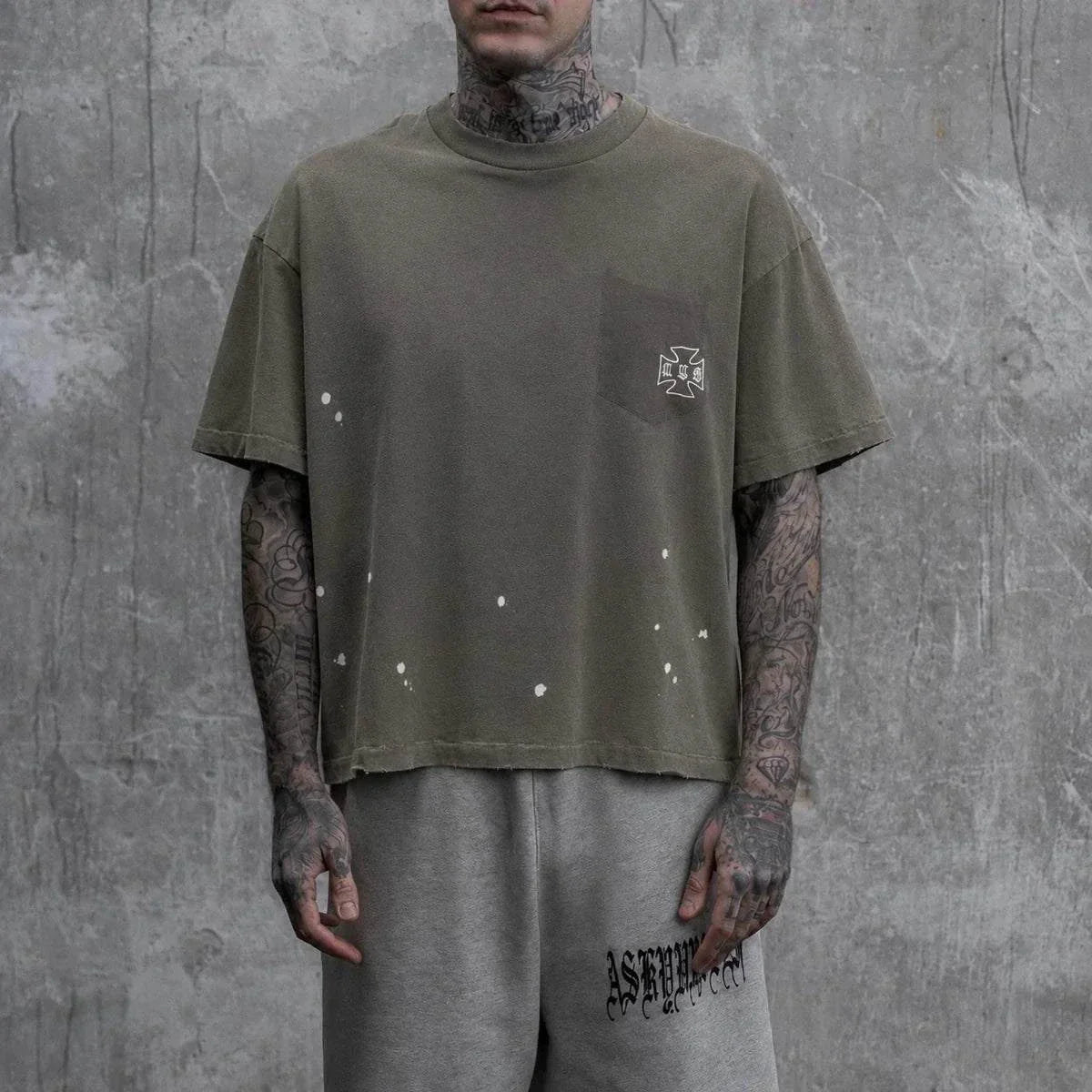 Askyurself vintage brown stained pocket t-shirt