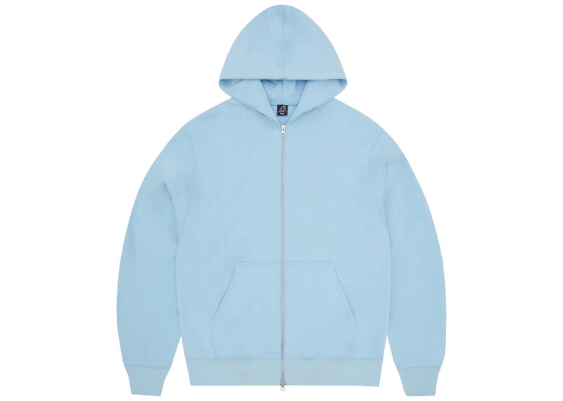 Corteiz Hybrid Jacquard Knit Alcatraz Zip Hoodie in baby blue.