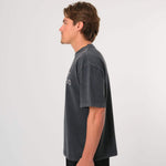 Natural Art Studio faded print washed charcoal cotton t-shirt with boxy fit and oversized drop shoulder