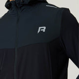 Reprimo Flight Windbreaker in black with meteorite accents, lightweight polyamide fabric, zip pockets, and back vent for breathability