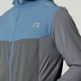 Reprimo Flight Windbreaker in Air Force Blue and Gunmetal, lightweight weather-resistant jacket with zip pockets and breathable back vent.
