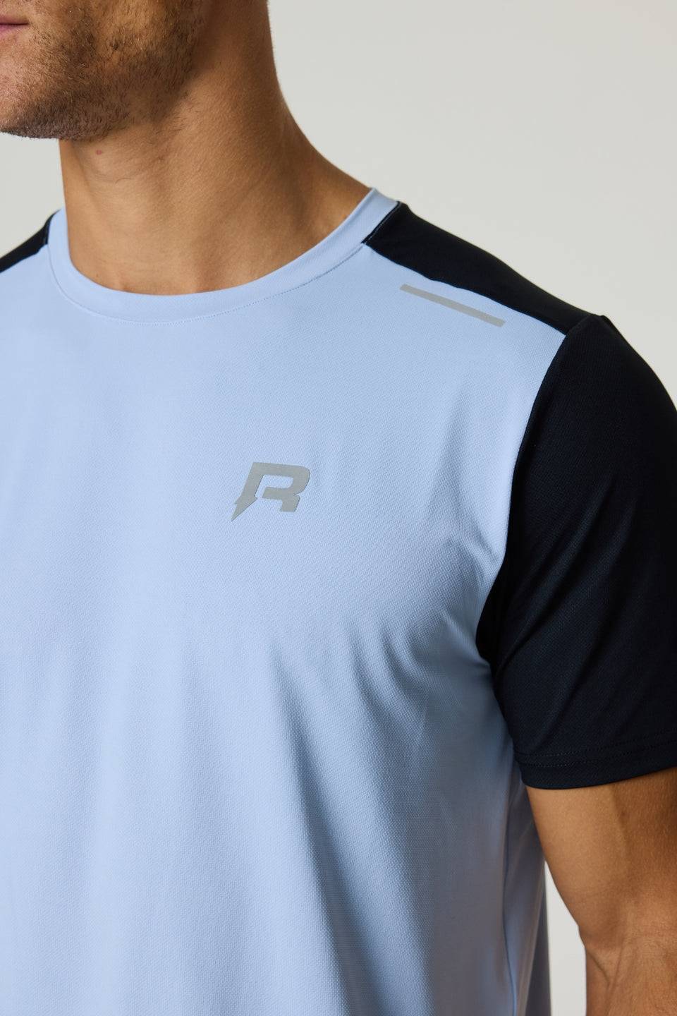 Reprimo Flight T-Shirt lightweight breathable athletic fit black and dusky sky with reflective strips
