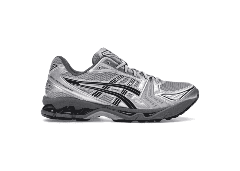 Silver and black Gel-Kayano 14 Urban Research running shoe side view