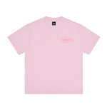Corteiz Island Knockout Tee pink front view with logo print
