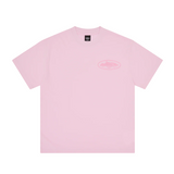 Corteiz Island Knockout Tee pink front view with logo print