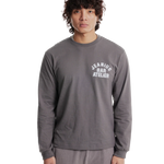 Jeanius Bar Atelier varsity long sleeve grey and white t-shirt with vintage wash and relaxed fit