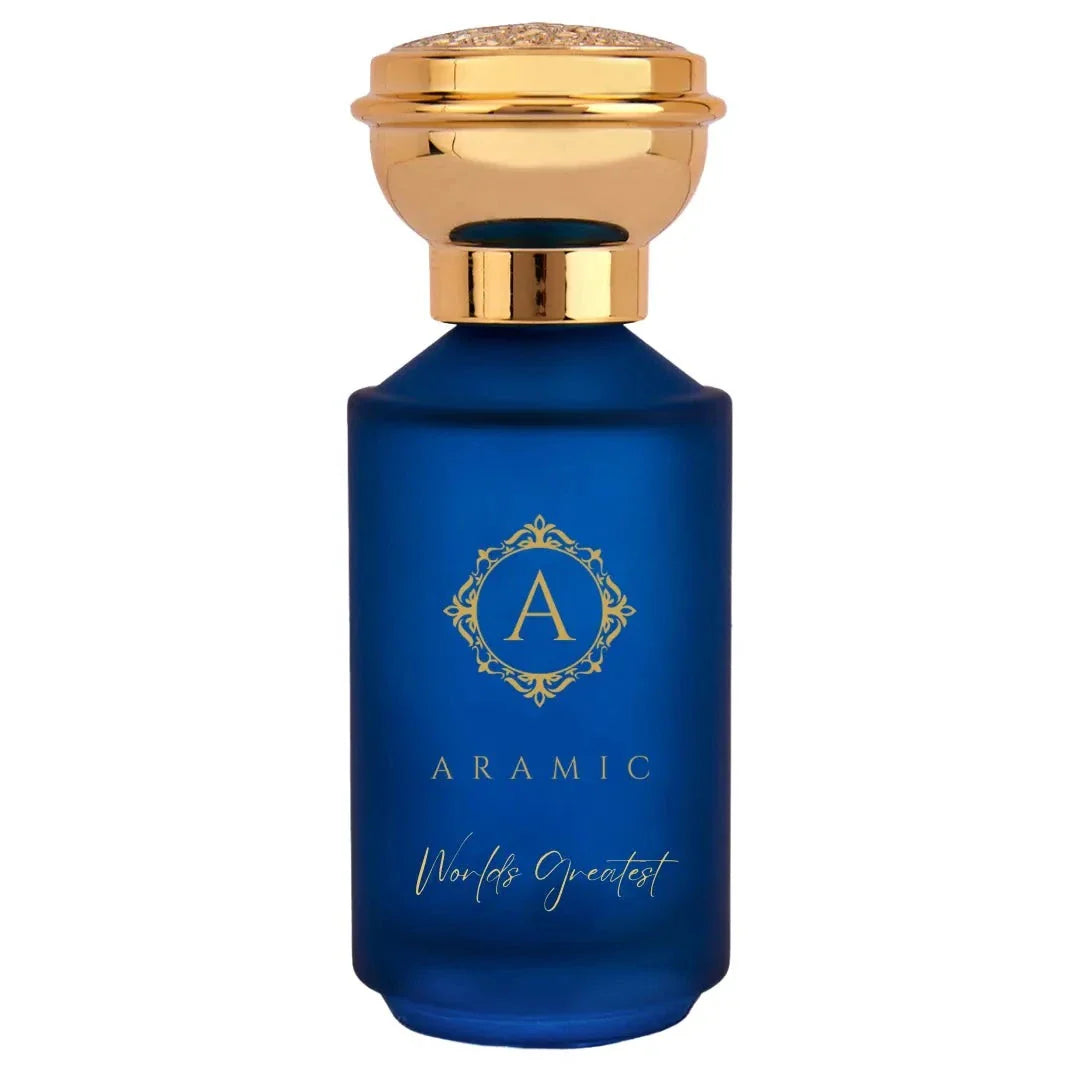 Aramic Worlds Greatest Eau De Parfum 50ml blue bottle with gold cap luxury fragrance