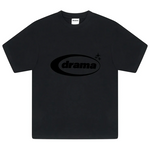 Black Drama Call Oval Tee with simple logo design