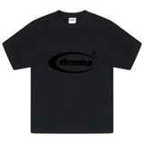 Black Drama Call Oval Tee with simple logo design