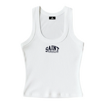 Suavo World Saint Valley women's white ribbed vest with printed logo
