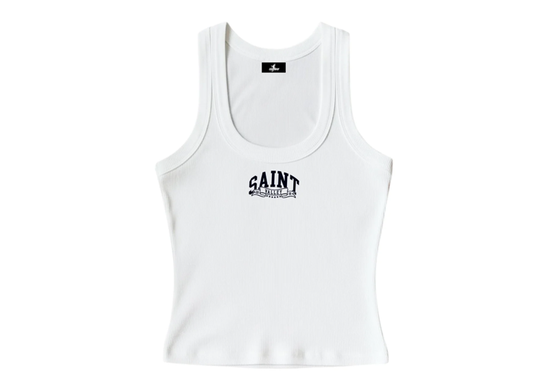 Suavo World Saint Valley women's white ribbed vest with printed logo
