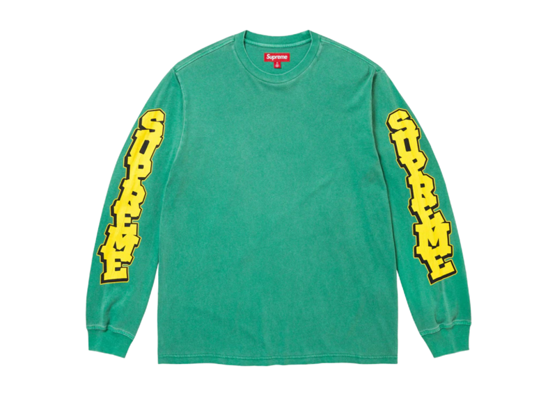 Supreme Cracked Sleeve long sleeve top in washed green