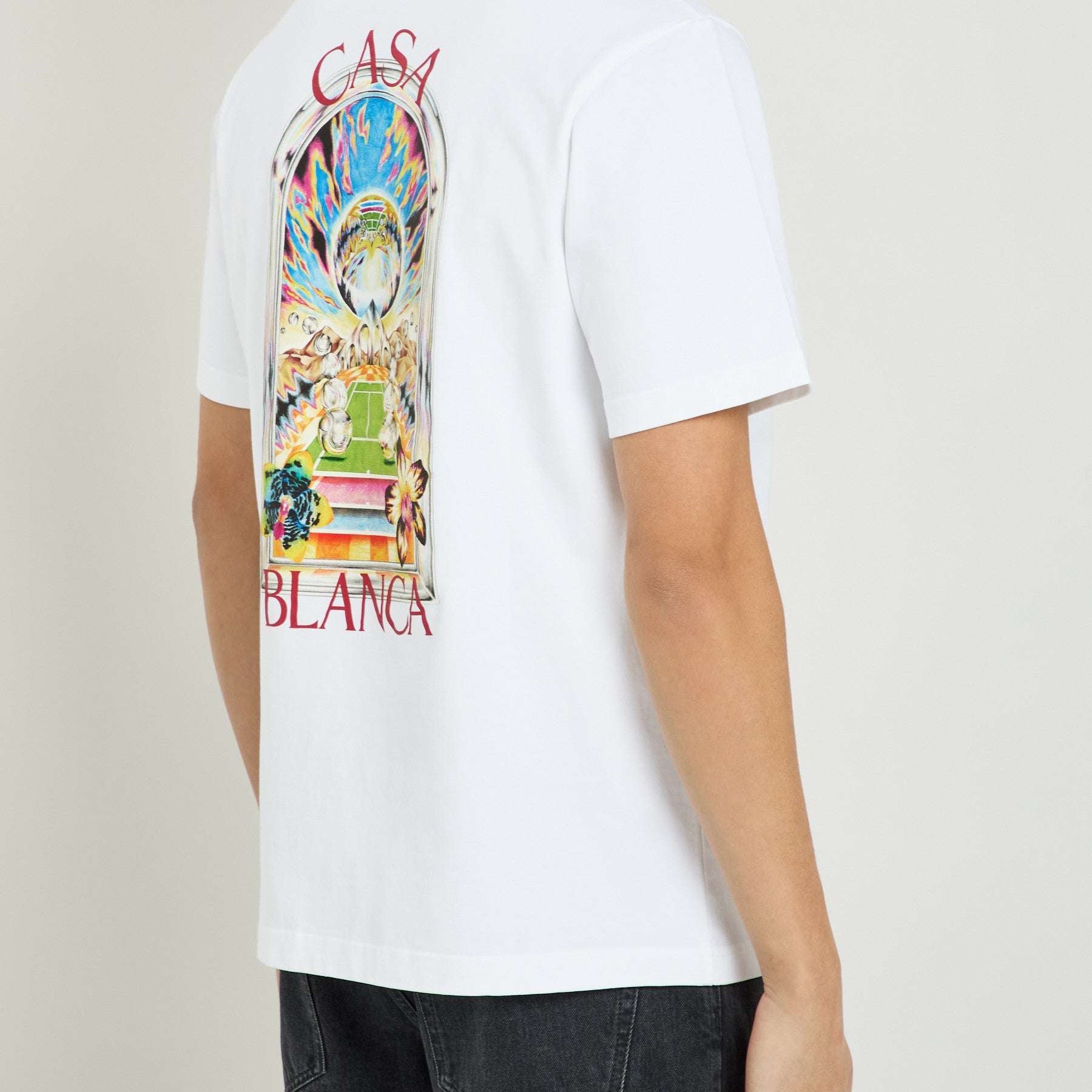 White Casablanca Tennis Landscape Classic T-shirt with tennis motif