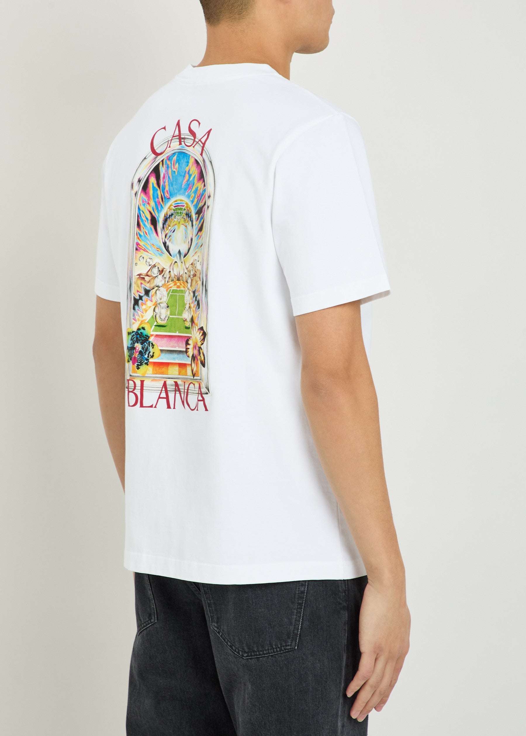 White Casablanca Tennis Landscape Classic T-shirt with tennis motif