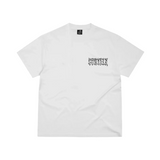 Corteiz Gothic Tee White with black gothic text on the front.
