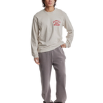 Jeanius Bar Atelier varsity long sleeve cream and red t-shirt with relaxed boxy fit and vintage wash