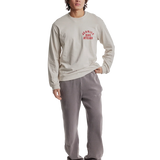 Jeanius Bar Atelier varsity long sleeve cream and red t-shirt with relaxed boxy fit and vintage wash