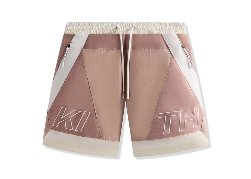 Kith Washed Turbo Dusty Mauve shorts with drawstring waist and zippered pockets