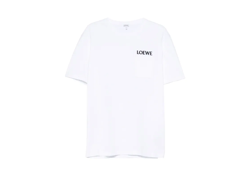 White Loewe Pocket T-Shirt front view with logo pocket detail