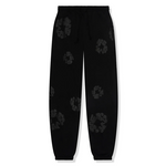 DENIM TEARS Cotton Wreath Sweatpants in Black Monochrome.