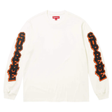 Supreme Cracked Sleeve long sleeve top in washed white color