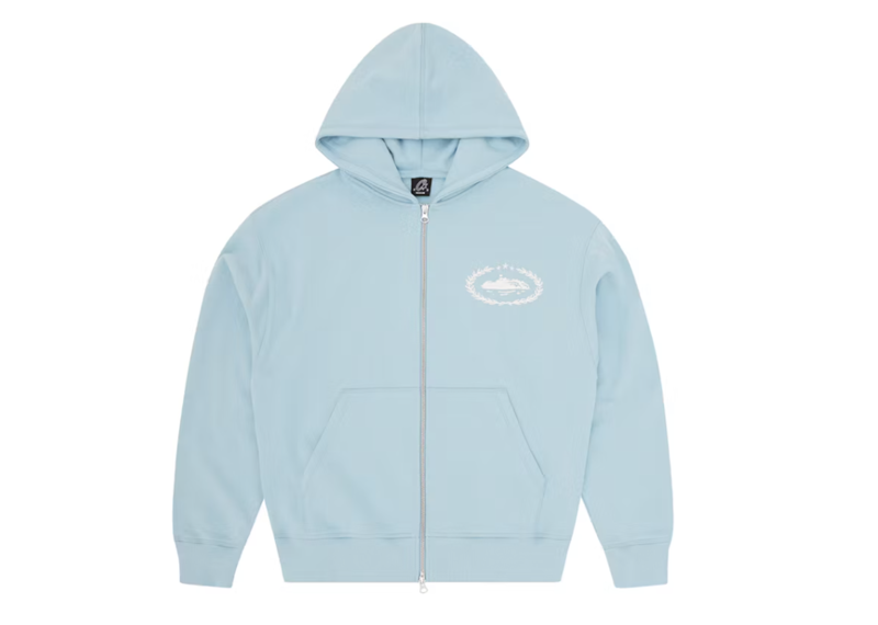 Corteiz Superior Royale Zip Hoodie in Baby Blue color.