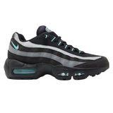 Nike Air Max 95 in Black Aurora Green colorway featuring sleek design and signature air cushioning.