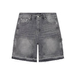 Light grey Siarr carpenter shorts with straight fit and distressed hem