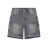 Light grey Siarr carpenter shorts with straight fit and distressed hem