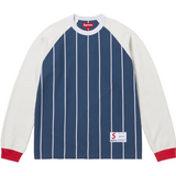 SUPREME STRIPE RAGLAN L/S TOP NAVY