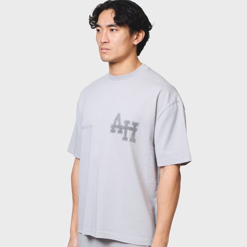 Annie Hood college t-shirt in washed grey color