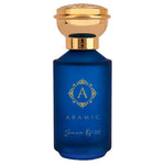 Aramic Summer Of 33 perfume bottle in blue with gold cap, inspired by Le Labo Santal 33 fragrance.