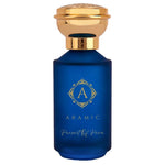 Aramic Pursuit Of Pura fragrance bottle with blue matte finish and gold cap, inspired by Sospiro Erba Pura, unisex perfume with citrus and fruity notes.