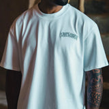 White Last Lesson Script T-Shirt with stylish text design