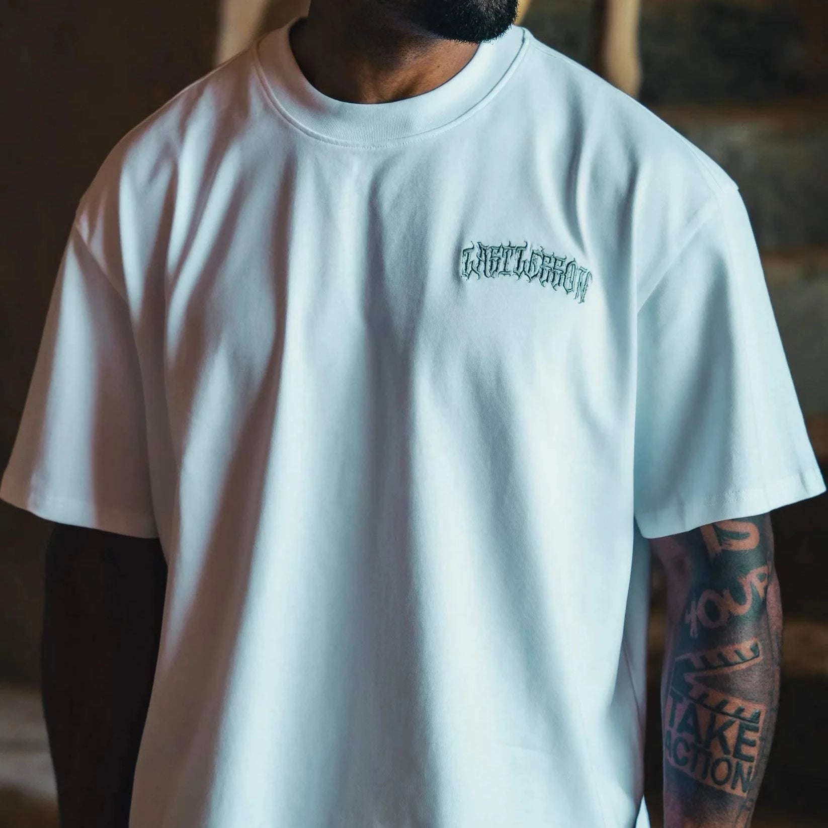 White Last Lesson Script T-Shirt with stylish text design