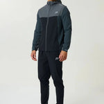 Reprimo Flight Windbreaker in slate and obsidian with lightweight polyamide fabric and zip pockets for weather protection and breathability