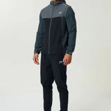 Reprimo Flight Windbreaker in slate and obsidian with lightweight polyamide fabric and zip pockets for weather protection and breathability