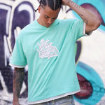Last Lesson Graffiti 3 Layer T-Shirt with street art background.