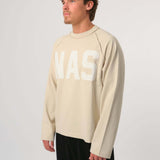 Natural Art Studio Sand Applique long-sleeve cotton t-shirt with distressed logo and boxy fit